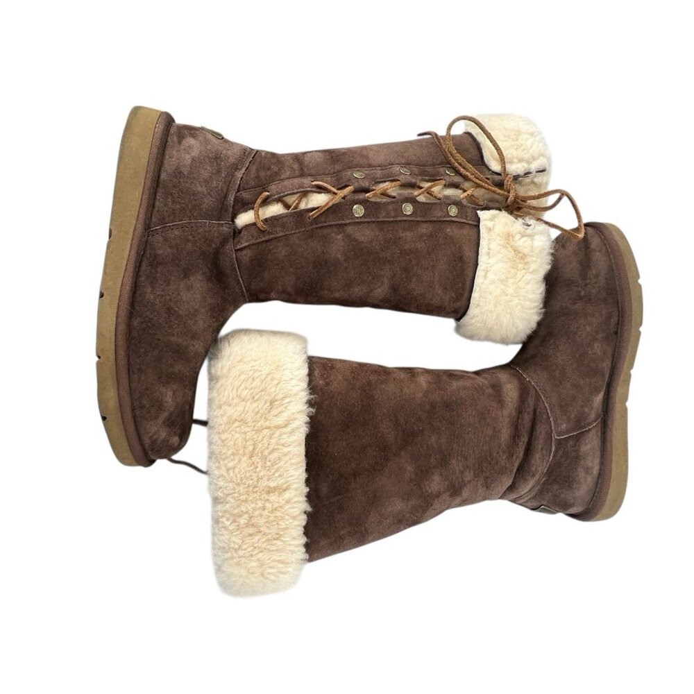 UGG Upside Shearling Cuff Winter Boots Womens Size‎ 7 EUR 38 Chestnut - Picture 5 of 8